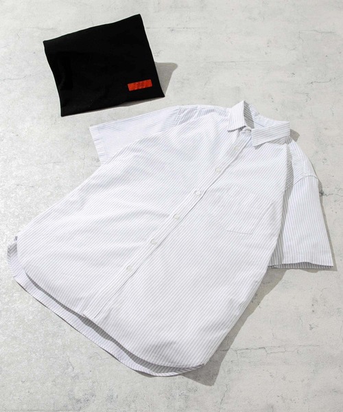 URBAN RESEARCH ROSSO MEN（アーバンリサーチロッソメン）の「『XLサイズあり』『抗菌/防臭』ハイパフォーマンスオックス半袖シャツ（シャツ/ブラウス・メンズ・グレー系その他/インディゴブルー/ライトブルー/ホワイト/グレー/ブラック/ストライプ/ネイビー/ブラック系その他・MEDIUM/LARGE/SMALL/X-LARGE）」の5枚目の写真