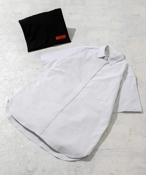 URBAN RESEARCH ROSSO MEN（アーバンリサーチロッソメン）の「『XLサイズあり』『抗菌/防臭』ハイパフォーマンスオックス半袖シャツ（シャツ/ブラウス・メンズ・グレー系その他/インディゴブルー/ライトブルー/ホワイト/グレー/ブラック/ストライプ/ネイビー/ブラック系その他・MEDIUM/LARGE/SMALL/X-LARGE）」の4枚目の写真