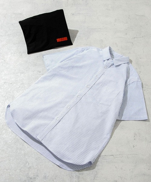 URBAN RESEARCH ROSSO MEN（アーバンリサーチロッソメン）の「『XLサイズあり』『抗菌/防臭』ハイパフォーマンスオックス半袖シャツ（シャツ/ブラウス・メンズ・グレー系その他/インディゴブルー/ライトブルー/ホワイト/グレー/ブラック/ストライプ/ネイビー/ブラック系その他・MEDIUM/LARGE/SMALL/X-LARGE）」の9枚目の写真