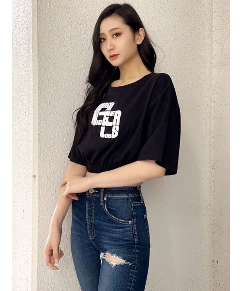 GYDA(ジェイダ)の「NICGERLOUS GG ショートTシャツ(Tシャツ/カットソー・レディース・ブラック/オフホワイト/グリーン・FREE)」の5枚目の写真