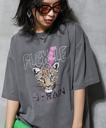 GEVS. | 大きいサイズ 綿100％グラフィックプリントピグメントチュニックTシャツ GEVS.(Tシャツ/カットソー)