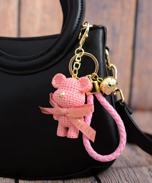 urge select】テディベア ワッフルデザイン キーホルダー/バッグ