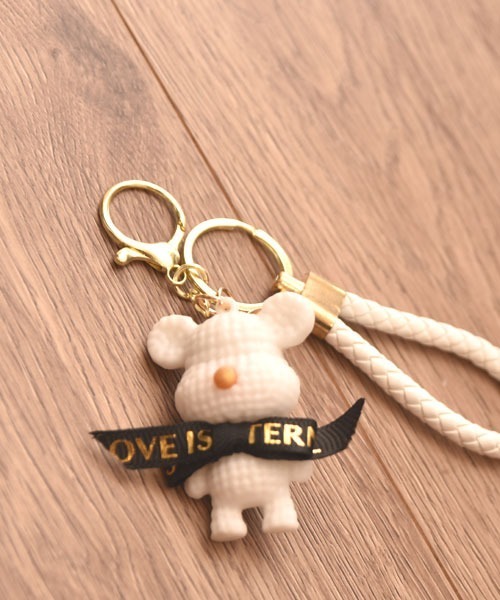 urge select】テディベア ワッフルデザイン キーホルダー/バッグ