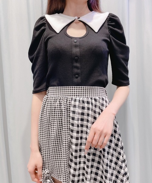 リルリリー　トップス lilLilly（リルリリー）の「バイカラーレースリブトップス（T