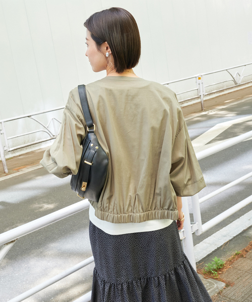 B.C STOCK（ベーセーストック）の「ギャザーシアージャケット（ブルゾン・レディース・ベージュ/カーキ/ブラック・FREE）」の10枚目の写真