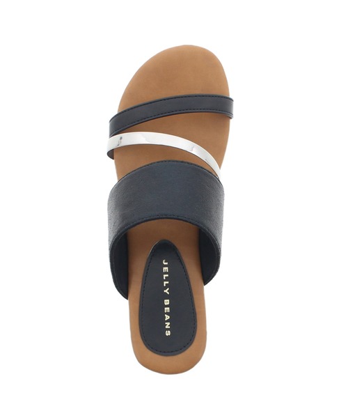 JELLY BEANS（ジェリービーンズ）の「トリプルベルトハーフウエッジサンダル(210-10360)JELLY BEANS(ジェリービーンズ)（サンダル・レディース・ブラック/ホワイト/ブルー・L/M/S）」の6枚目の写真