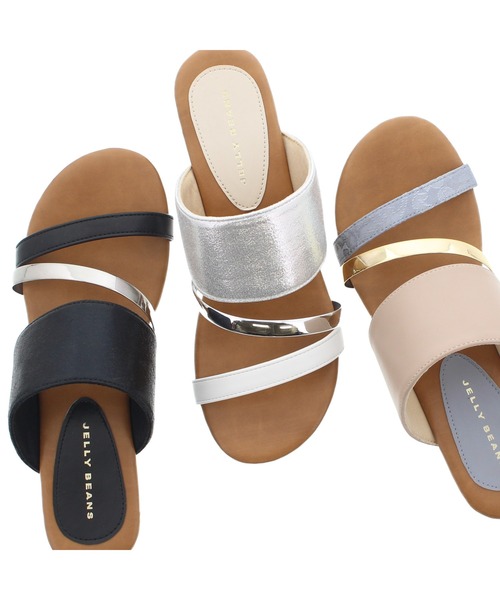 JELLY BEANS（ジェリービーンズ）の「トリプルベルトハーフウエッジサンダル(210-10360)JELLY BEANS(ジェリービーンズ)（サンダル・レディース・ブラック/ホワイト/ブルー・L/M/S）」の10枚目の写真