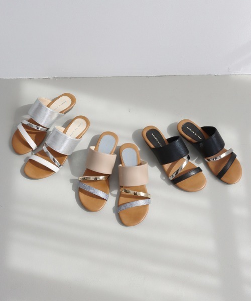 JELLY BEANS（ジェリービーンズ）の「トリプルベルトハーフウエッジサンダル(210-10360)JELLY BEANS(ジェリービーンズ)（サンダル・レディース・ブラック/ホワイト/ブルー・L/M/S）」の14枚目の写真