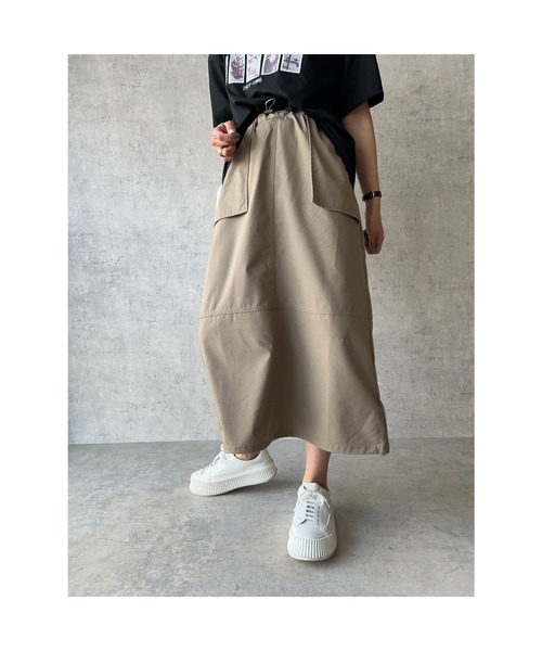 owndaily（オンデイリー）の「リップストップカーゴスカート（スカート・レディース・カーキ/ブラック・FREE）」の2枚目の写真