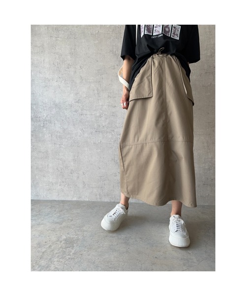 owndaily（オンデイリー）の「リップストップカーゴスカート（スカート・レディース・カーキ/ブラック・FREE）」の4枚目の写真