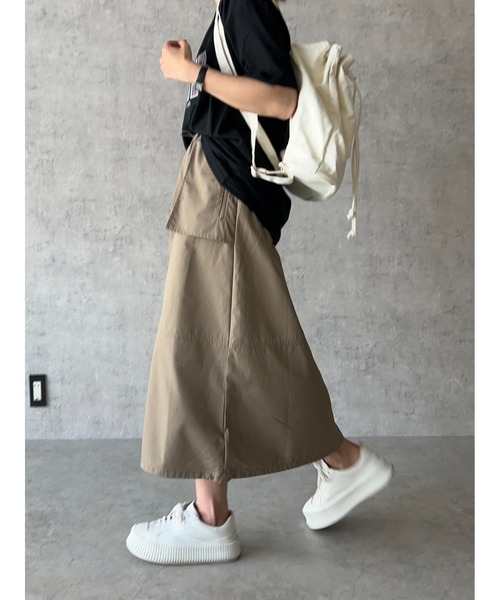 owndaily（オンデイリー）の「リップストップカーゴスカート（スカート・レディース・カーキ/ブラック・FREE）」の5枚目の写真