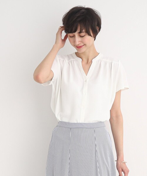 前開きスキッパ-ブラウス