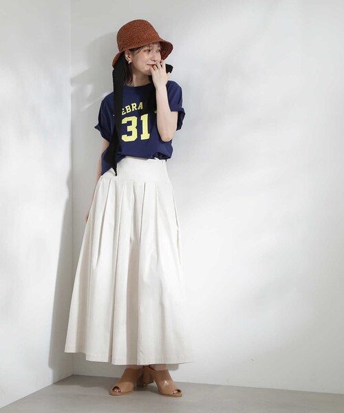 N.（N. Natural Beauty Basic）（エヌエヌナチュラルビューティーベーシック）の「【S Size Line】◆切替タックボリュームスカート（スカート・レディース・イエロー/ホワイト・SMALL/MEDIUM）」の13枚目の写真