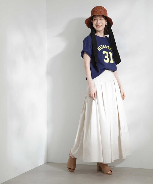 N.（N. Natural Beauty Basic）（エヌエヌナチュラルビューティーベーシック）の「【S Size Line】◆切替タックボリュームスカート（スカート・レディース・イエロー/ホワイト・SMALL/MEDIUM）」の14枚目の写真