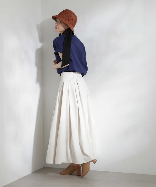 N.（N. Natural Beauty Basic）（エヌエヌナチュラルビューティーベーシック）の「【S Size Line】◆切替タックボリュームスカート（スカート・レディース・イエロー/ホワイト・SMALL/MEDIUM）」の15枚目の写真