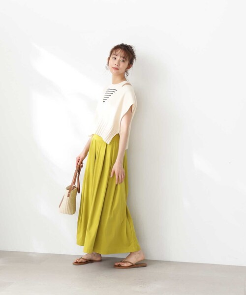 N.（N. Natural Beauty Basic）（エヌエヌナチュラルビューティーベーシック）の「【S Size Line】◆切替タックボリュームスカート（スカート・レディース・イエロー/ホワイト・SMALL/MEDIUM）」の17枚目の写真