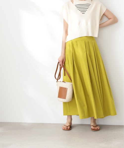 N.（N. Natural Beauty Basic）（エヌエヌナチュラルビューティーベーシック）の「【S Size Line】◆切替タックボリュームスカート（スカート・レディース・イエロー/ホワイト・SMALL/MEDIUM）」の3枚目の写真