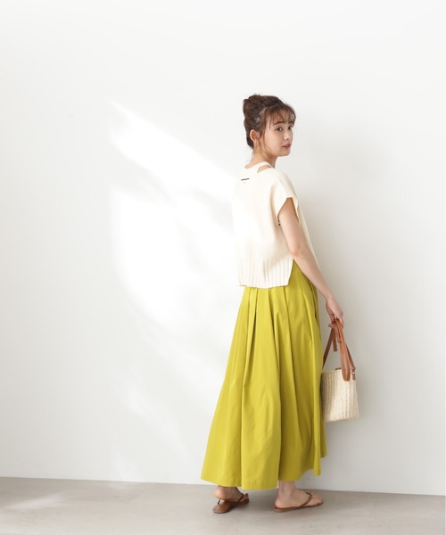 N.（N. Natural Beauty Basic）（エヌエヌナチュラルビューティーベーシック）の「【S Size Line】◆切替タックボリュームスカート（スカート・レディース・イエロー/ホワイト・SMALL/MEDIUM）」の8枚目の写真