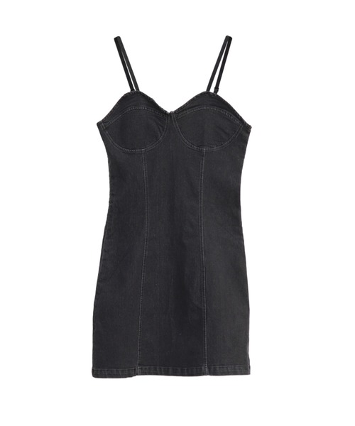LVEU.(ラブユ.)の「Corset design denim mini one-piece / コルセットデザインデニムミニワンピ(ワンピース・レディース・ブラック・FREE)」の3枚目の写真