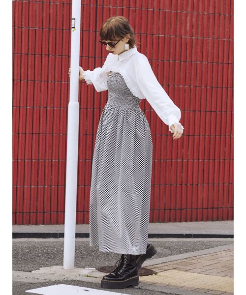 jouetie(ジュエティ)の「フリルクロップドブラウス(シャツ/ブラウス・レディース・ブラック/オフホワイト/クリア・MEDIUM)」の7枚目の写真