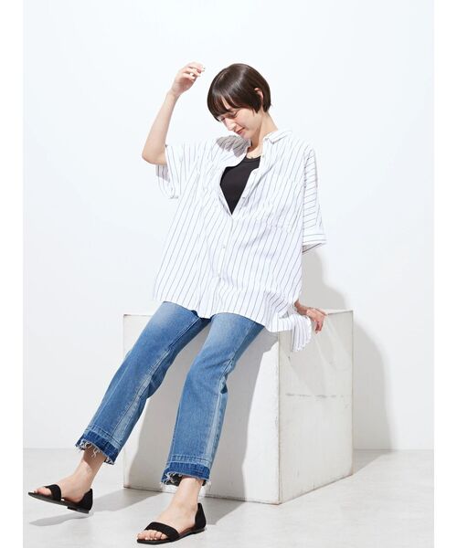 AMERICAN HOLIC(アメリカンホリック)の「WポケットバックタックBIGシャツ(シャツ/ブラウス・レディース・カーキ/ストライプ/ホワイト系その他6/ネイビー・M/L)」の21枚目の写真