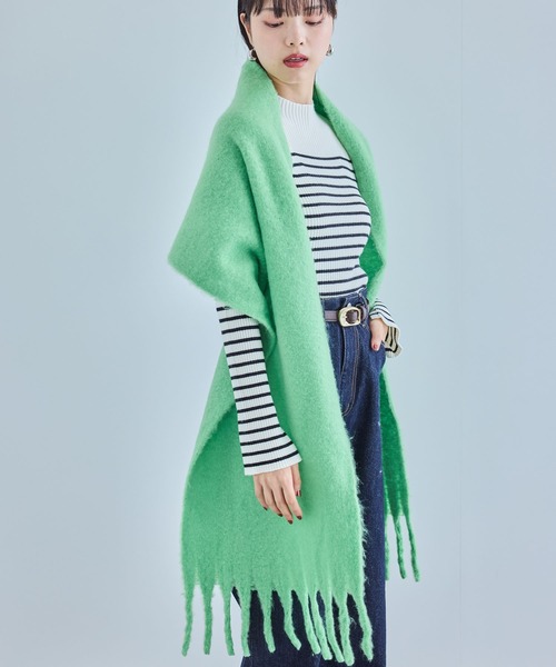 VIS（ビス）の「【リサイクルポリ】ふわふわ太フリンジマフラー（マフラー・レディース・キナリ/ラベンダー/ピンク系その他2/ライトグレー/ライトグリーン/レッド/サックスブルー/ターコイズブルー・FREE）」の9枚目の写真