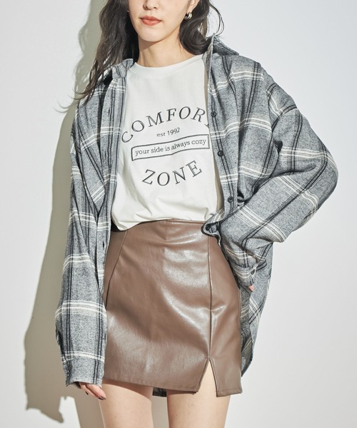 ANAP(アナップ)の「起毛チェックシャツ(シャツ/ブラウス・レディース・ネイビー/ブラック/ライトグレー/グリーン・FREE)」の2枚目の写真
