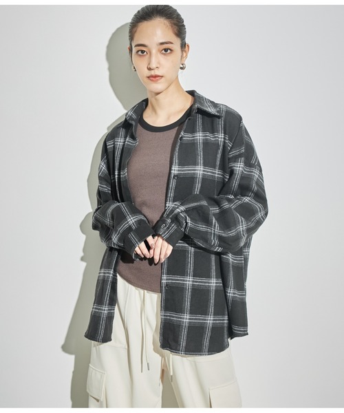 ANAP(アナップ)の「起毛チェックシャツ(シャツ/ブラウス・レディース・ネイビー/ブラック/ライトグレー/グリーン・FREE)」の8枚目の写真