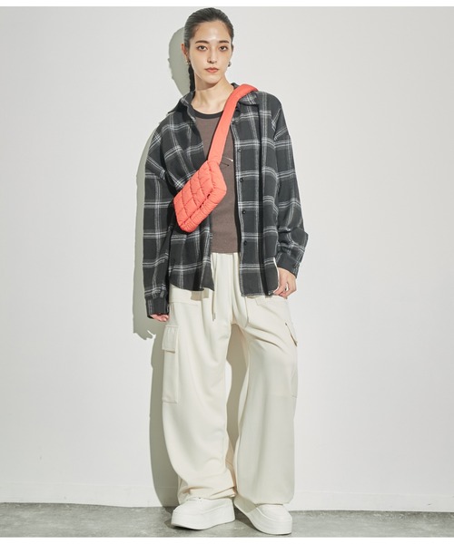 ANAP(アナップ)の「起毛チェックシャツ(シャツ/ブラウス・レディース・ネイビー/ブラック/ライトグレー/グリーン・FREE)」の9枚目の写真