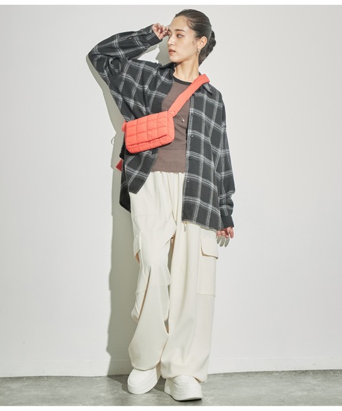 ANAP(アナップ)の「起毛チェックシャツ(シャツ/ブラウス・レディース・ネイビー/ブラック/ライトグレー/グリーン・FREE)」の10枚目の写真