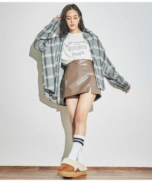 ANAP(アナップ)の「起毛チェックシャツ(シャツ/ブラウス・レディース・ネイビー/ブラック/ライトグレー/グリーン・FREE)」の15枚目の写真