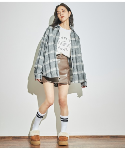 ANAP(アナップ)の「起毛チェックシャツ(シャツ/ブラウス・レディース・ネイビー/ブラック/ライトグレー/グリーン・FREE)」の16枚目の写真