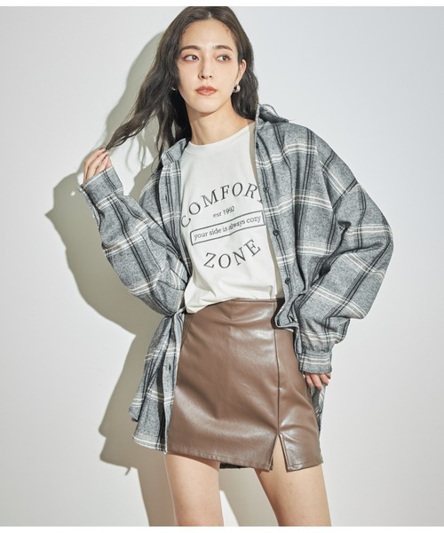ANAP(アナップ)の「起毛チェックシャツ(シャツ/ブラウス・レディース・ネイビー/ブラック/ライトグレー/グリーン・FREE)」の14枚目の写真