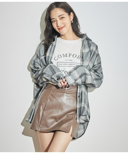 ANAP(アナップ)の「起毛チェックシャツ(シャツ/ブラウス・レディース・ネイビー/ブラック/ライトグレー/グリーン・FREE)」の13枚目の写真