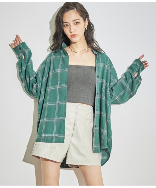 ANAP(アナップ)の「起毛チェックシャツ(シャツ/ブラウス・レディース・ネイビー/ブラック/ライトグレー/グリーン・FREE)」の19枚目の写真
