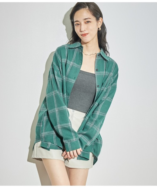 ANAP(アナップ)の「起毛チェックシャツ(シャツ/ブラウス・レディース・ネイビー/ブラック/ライトグレー/グリーン・FREE)」の20枚目の写真