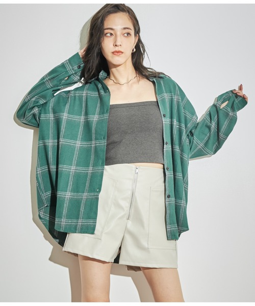 ANAP(アナップ)の「起毛チェックシャツ(シャツ/ブラウス・レディース・ネイビー/ブラック/ライトグレー/グリーン・FREE)」の21枚目の写真