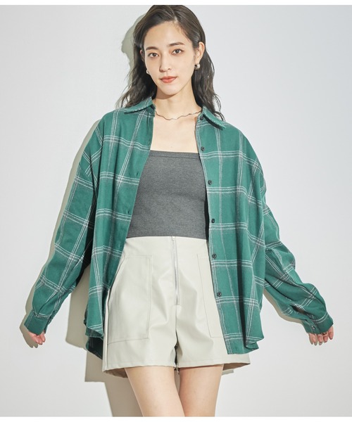 ANAP(アナップ)の「起毛チェックシャツ(シャツ/ブラウス・レディース・ネイビー/ブラック/ライトグレー/グリーン・FREE)」の22枚目の写真