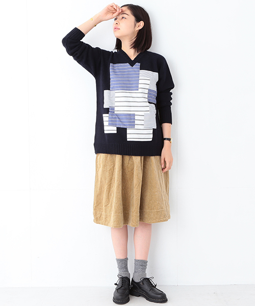 BEAMS BOY（ビームスボーイ）の「BEAMS BOY / 太コード ギャザースカート（スカート・レディース・ブラック/ベージュ・ONE SIZE）」の12枚目の写真