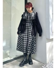 merry jenny | ﾁｭｰﾘｯﾌﾟ刺繍checkﾜﾝﾋﾟｰｽ(ワンピース)