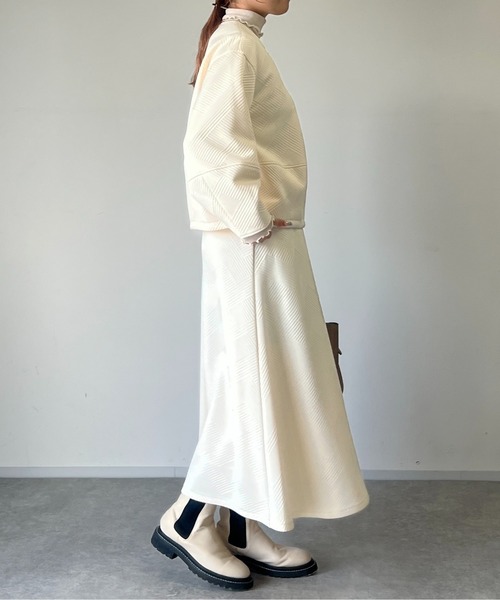 un dix cors（アンディコール）の「ふくれジャガードジャケット（ノーカラージャケット・レディース・オフホワイト/ブラック・FREE）」の10枚目の写真