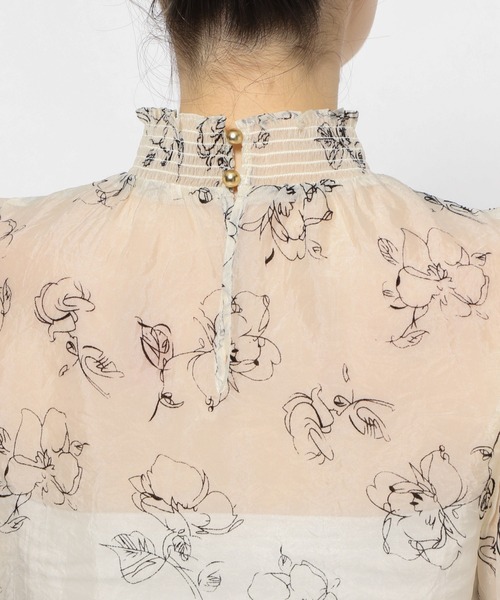 mysty woman（ミスティウーマン）の「フロッキー線描きフラワーブラウス 984765（シャツ/ブラウス・レディース・ホワイト系その他/ブラック・FREE）」の9枚目の写真