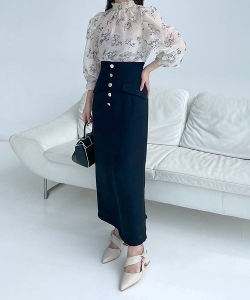 mysty woman（ミスティウーマン）の「フロッキー線描きフラワーブラウス 984765（シャツ/ブラウス・レディース・ホワイト系その他/ブラック・FREE）」の18枚目の写真