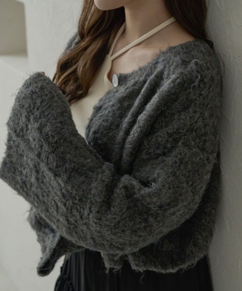 Ambre Neige(アンブルネージュ)の「【前後2WAY】コットンキャンディーシャギーカーディガン/【WEB/EC限定商品】(カーディガン/ボレロ・レディース・チャコールグレー/ベビーピンク/ライトブラウン/サックスブルー/アイボリー・FREE)」の2枚目の写真