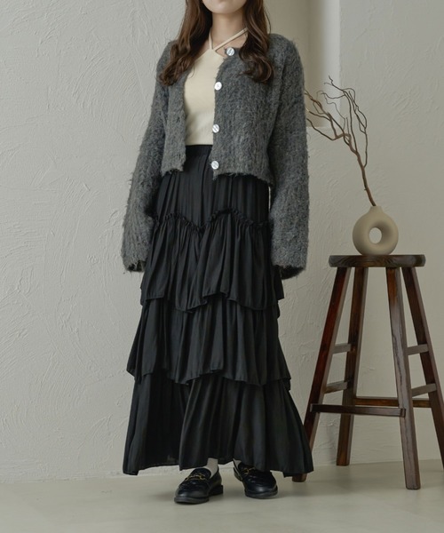 Ambre Neige(アンブルネージュ)の「【前後2WAY】コットンキャンディーシャギーカーディガン/【WEB/EC限定商品】(カーディガン/ボレロ・レディース・チャコールグレー/ベビーピンク/ライトブラウン/サックスブルー/アイボリー・FREE)」の22枚目の写真