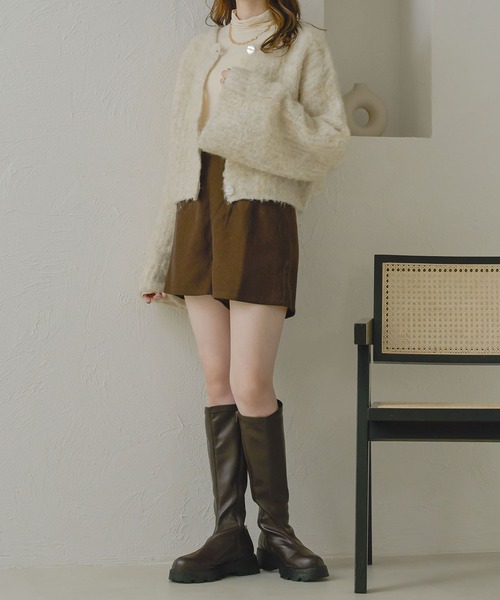 Ambre Neige(アンブルネージュ)の「【前後2WAY】コットンキャンディーシャギーカーディガン/【WEB/EC限定商品】(カーディガン/ボレロ・レディース・チャコールグレー/ベビーピンク/ライトブラウン/サックスブルー/アイボリー・FREE)」の12枚目の写真