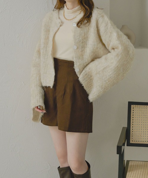 Ambre Neige(アンブルネージュ)の「【前後2WAY】コットンキャンディーシャギーカーディガン/【WEB/EC限定商品】(カーディガン/ボレロ・レディース・チャコールグレー/ベビーピンク/ライトブラウン/サックスブルー/アイボリー・FREE)」の10枚目の写真