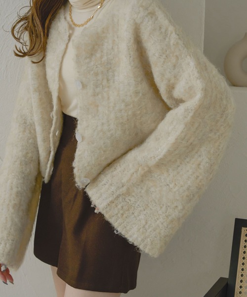 Ambre Neige(アンブルネージュ)の「【前後2WAY】コットンキャンディーシャギーカーディガン/【WEB/EC限定商品】(カーディガン/ボレロ・レディース・チャコールグレー/ベビーピンク/ライトブラウン/サックスブルー/アイボリー・FREE)」の8枚目の写真