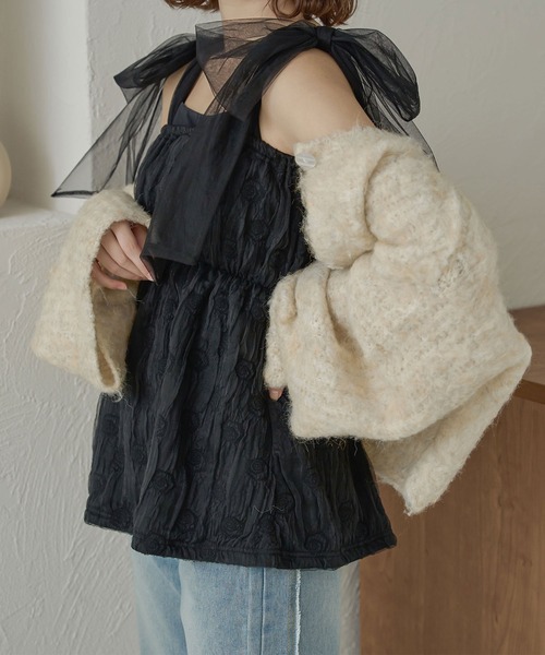 Ambre Neige(アンブルネージュ)の「【前後2WAY】コットンキャンディーシャギーカーディガン/【WEB/EC限定商品】(カーディガン/ボレロ・レディース・チャコールグレー/ベビーピンク/ライトブラウン/サックスブルー/アイボリー・FREE)」の16枚目の写真