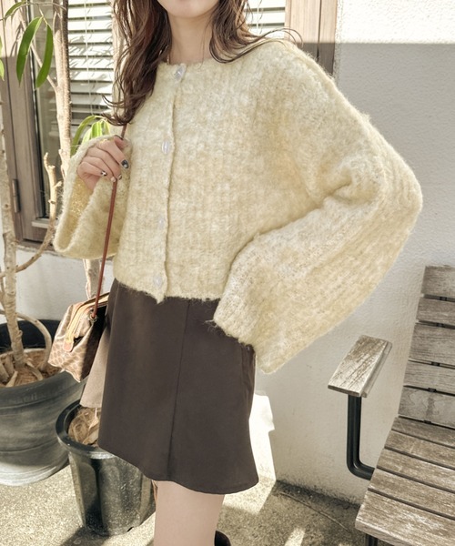 Ambre Neige(アンブルネージュ)の「【前後2WAY】コットンキャンディーシャギーカーディガン/【WEB/EC限定商品】(カーディガン/ボレロ・レディース・チャコールグレー/ベビーピンク/ライトブラウン/サックスブルー/アイボリー・FREE)」の14枚目の写真